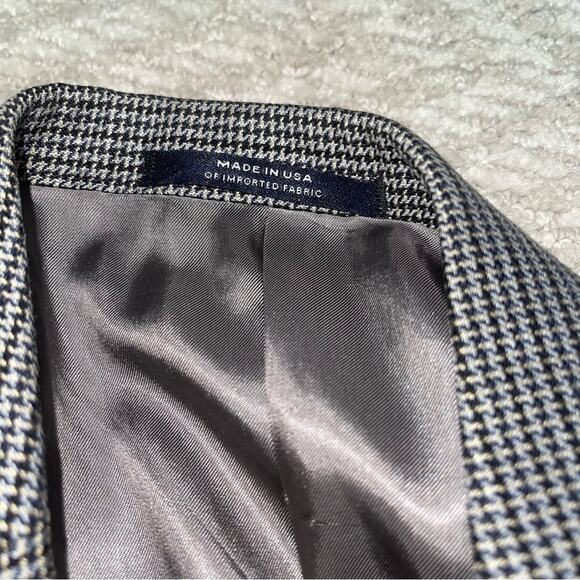 HART SCHAFFNER MARX Black and Blue Houndstooth Sport Coat Blazer Jacket 42L - Picture 12 of 14